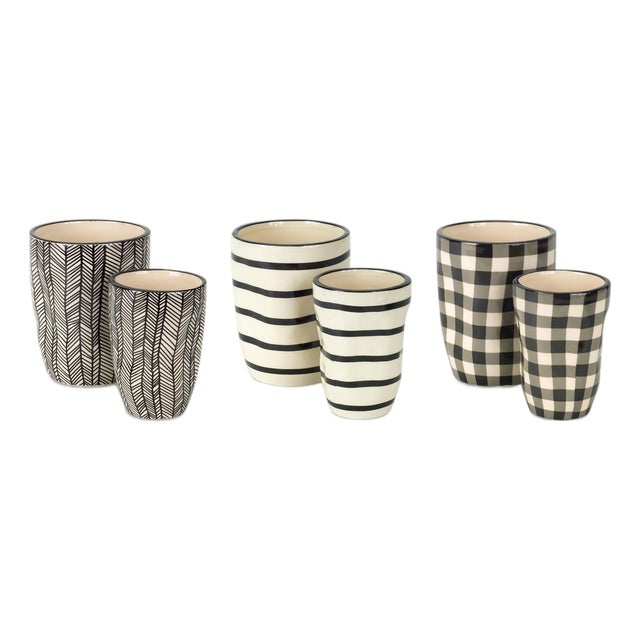 Wavy Patterned Planter or Vase (Set of 6) For Sale