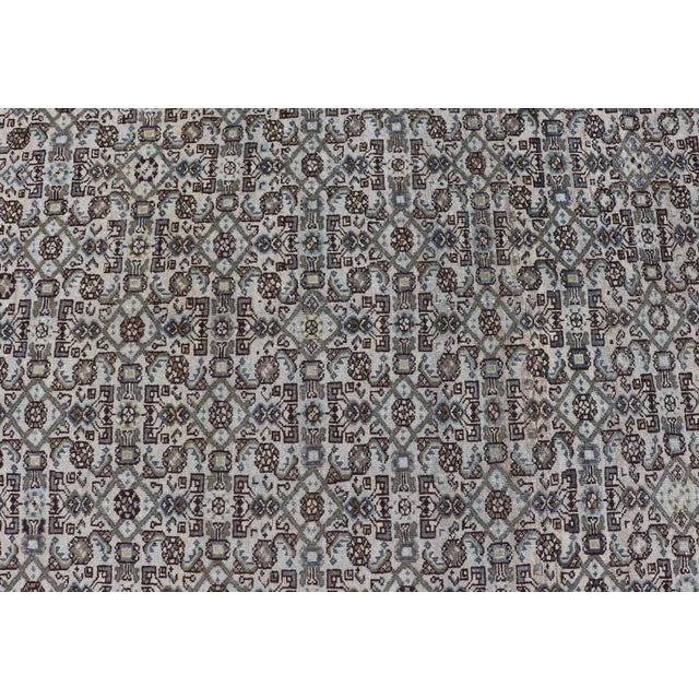 Textile Antique Persian Hamadan Gallery Rug With Allover Pattern in Cool Tone 8'0 X 16'10 For Sale - Image 7 of 17