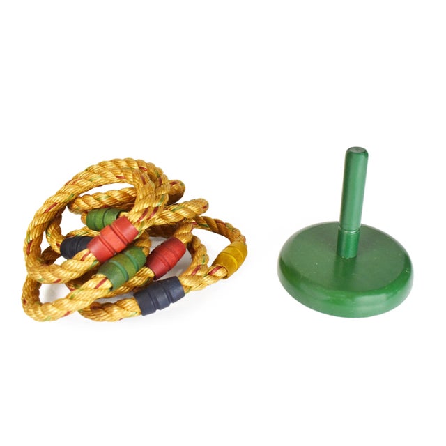 Vintage Wooden Rope Ring Toss Game Set of 9 Chairish