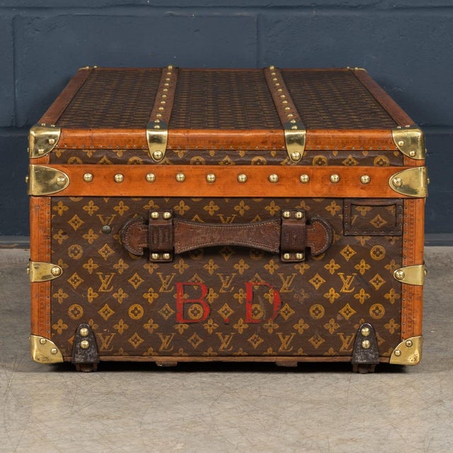 Metal Vintage Steamer Trunk in Monogram Canvas from Louis Vuitton, France, 1930 For Sale - Image 7 of 18