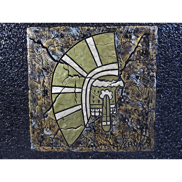 Chuk Morris 1974 Relief Headdress/Shield Ancient Mexican Motif, 11.5” For Sale - Image 9 of 9