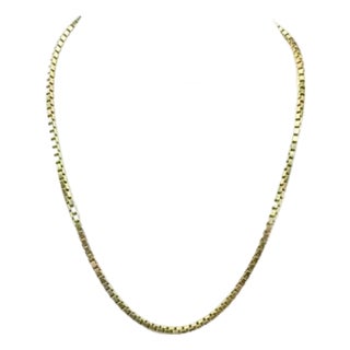14k Yellow Gold Box Chain Necklace Vintage For Sale