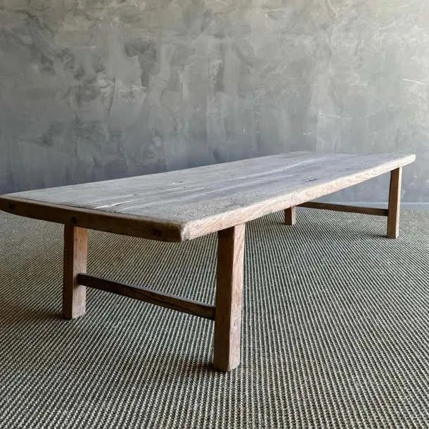 1940s Vintage Elm Wood Coffee Table For Sale - Image 4 of 10