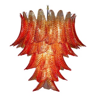 Italian Chandelier with Leaves in the style of Barovier & Toso For Sale
