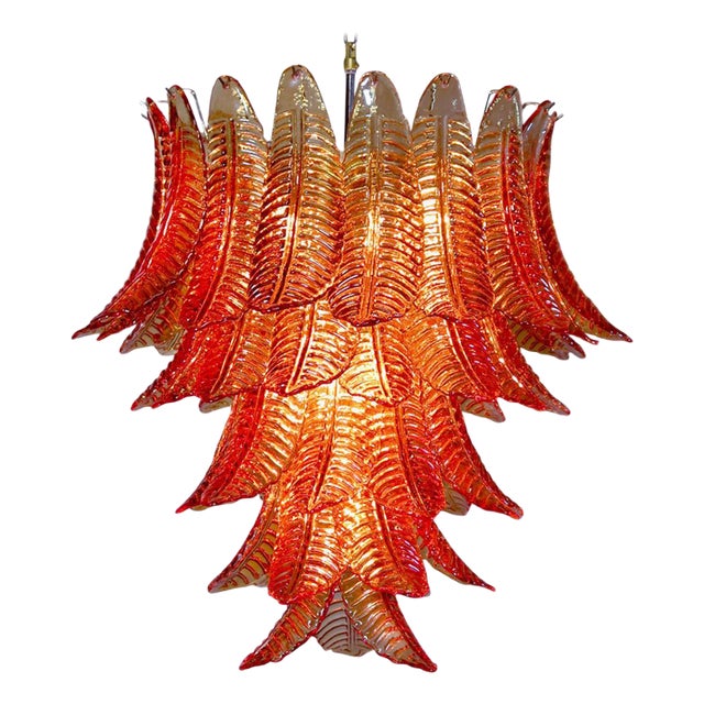 Italian Chandelier with Leaves in the style of Barovier & Toso For Sale