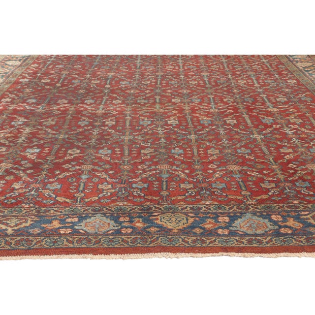 Early 20th Century Early 20th Century Antique-Worn Persian Mahal Rug - 07'00 X 11'00 For Sale - Image 5 of 9