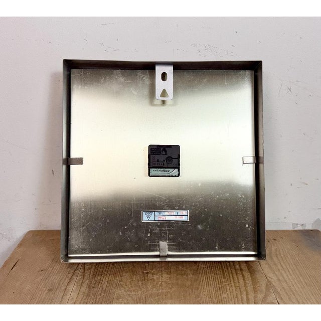 Industrial Grey Square Wall Clock from Pragotron, 1980s For Sale - Image 16 of 17