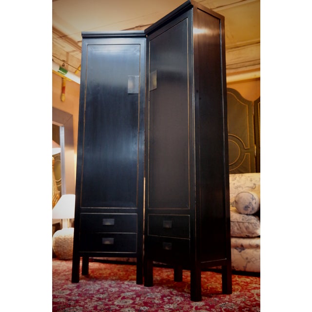 Vintage Cabinet in Black Lacquered Ash, 2010s, Set of 2 For Sale - Image 12 of 18