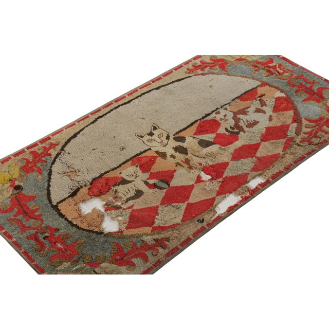 Rug & Kilim Antique Hooked Rug With Animal Pictorials and Floral Patterns, From Rug & Kilim For Sale - Image 4 of 7