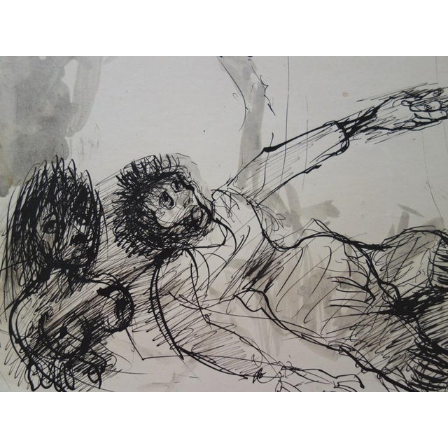 Modern Edouard Goerg, Nude Street Scene, Ink on Paper For Sale - Image 3 of 5