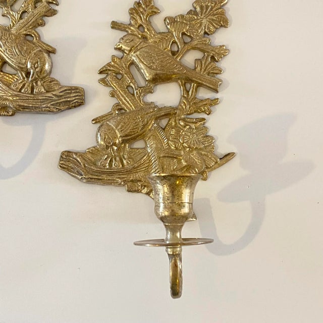 Indian Vintage Indian Bird Motif Wall Candle Sconces — A Pair For Sale - Image 3 of 10