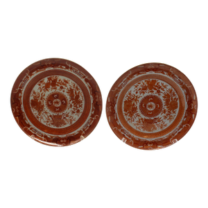 Circa 1800 Pair of Chinese Export Porcelain Orange Fitzhugh Dinner Plates