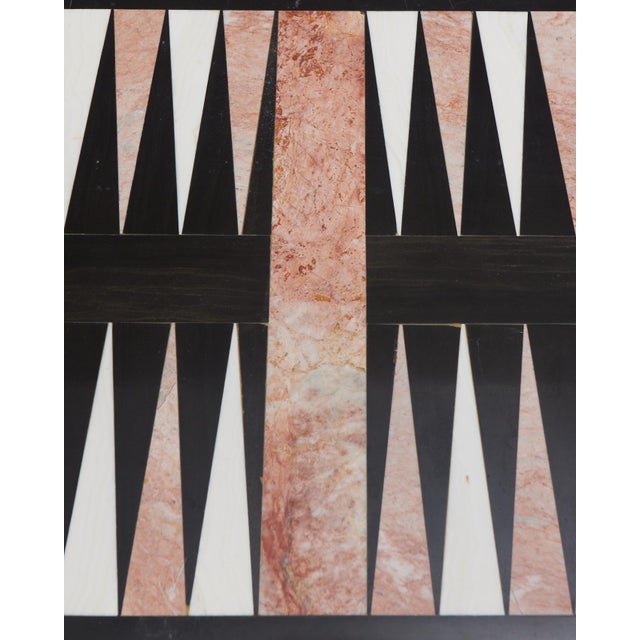 1960s Large Pink Marble Inlay Backgammon Game Board For Sale - Image 5 of 10