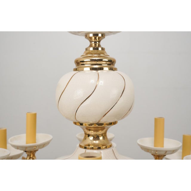 Vintage Italian Neoclassical Revival Porcelain 16 Arm Chandelier For Sale - Image 6 of 10