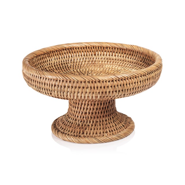 Contemporary Heritage Weave Rattan Artistry Footed Bowl For Sale - Image 3 of 3