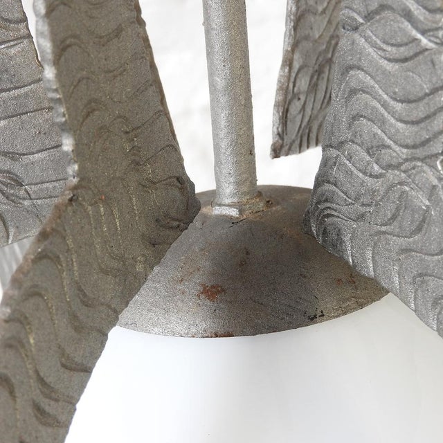 Silver Brutalist Pendant Lamp, Spain, 1950s For Sale - Image 8 of 15