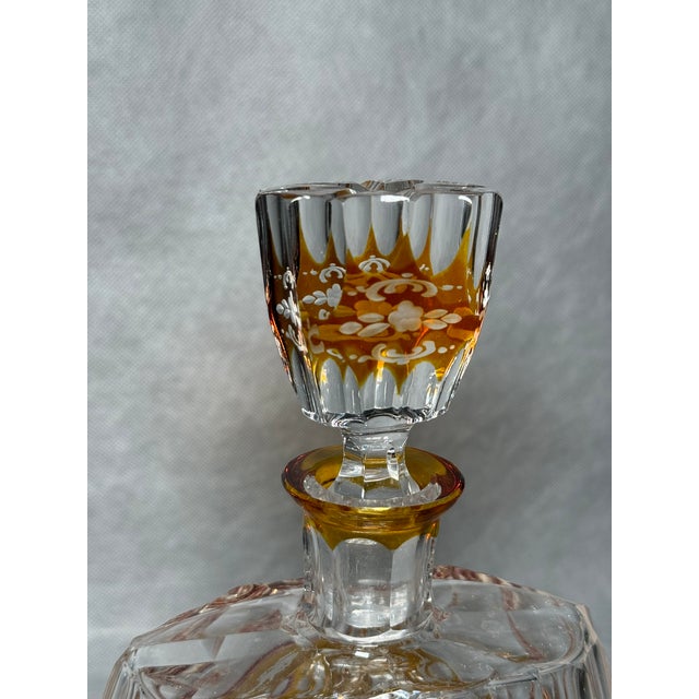 Mid-Century Modern Art Deco Crystal Carafe from Josephinenhütte Glassworks, 1930s For Sale - Image 3 of 12