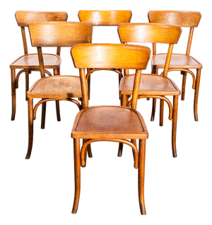 Honey Thin Slim Back Baumann Dining Chair, 1950s, Set of 6, Set of 6
