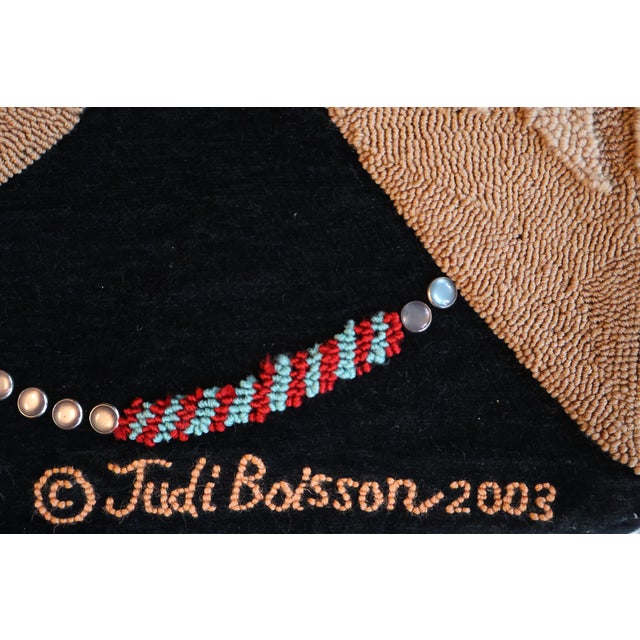 Vintage 2003–2004 Judi Boisson Hand-Hooked Equestrian Horse & Saddle Velvet Pillow Covers – Pair For Sale - Image 9 of 18