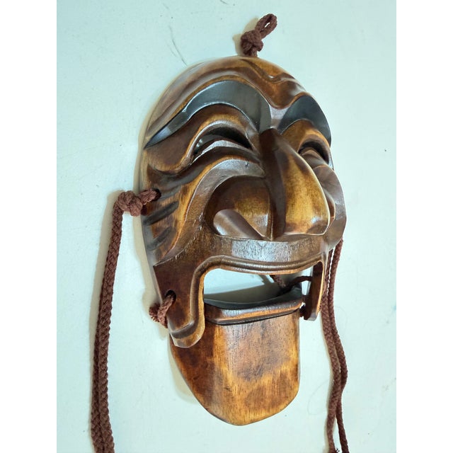 Vintage Korean Hahoe Yangban Hand-Carved Wood Mask With Articulated Jaw For Sale - Image 4 of 8