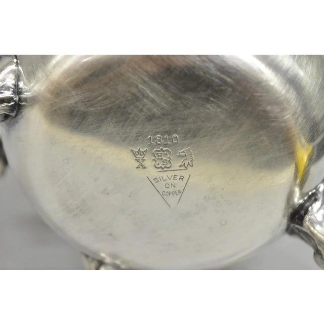 Vintage Victorian Silver Plated Bulbous Footed Water Pitcher W/ Handle by Hs For Sale - Image 11 of 11