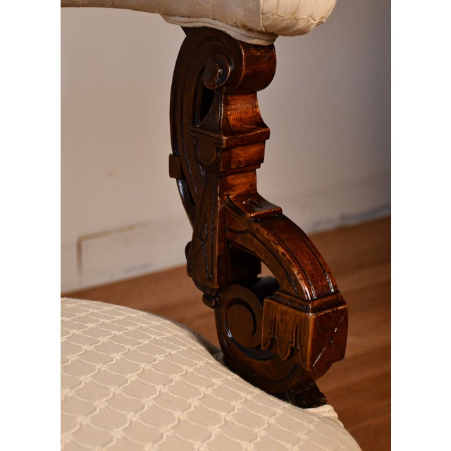 Late 19th Century 1880s Antique Victorian Carved Walnut Spring-Seat Bench / Settee / Loveseat For Sale - Image 5 of 12