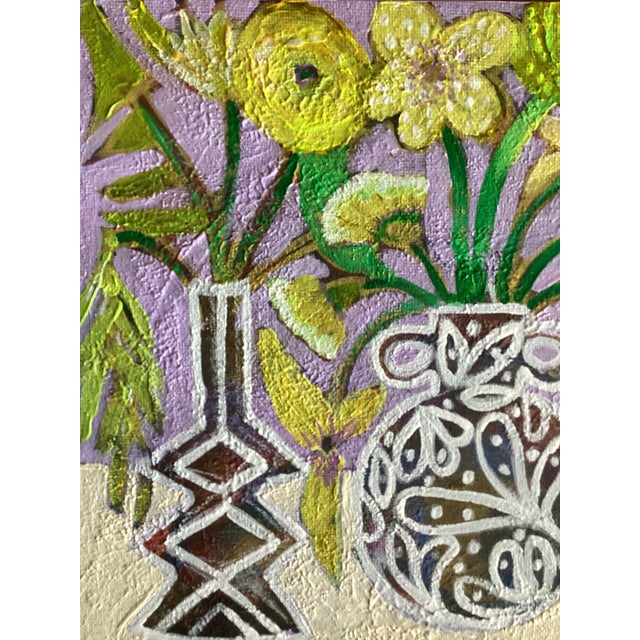 Original Abstract Floral Painting on Canvas Colorful Modern Still Life Vase Art Contemporary Wall Decor For Sale - Image 4 of 10