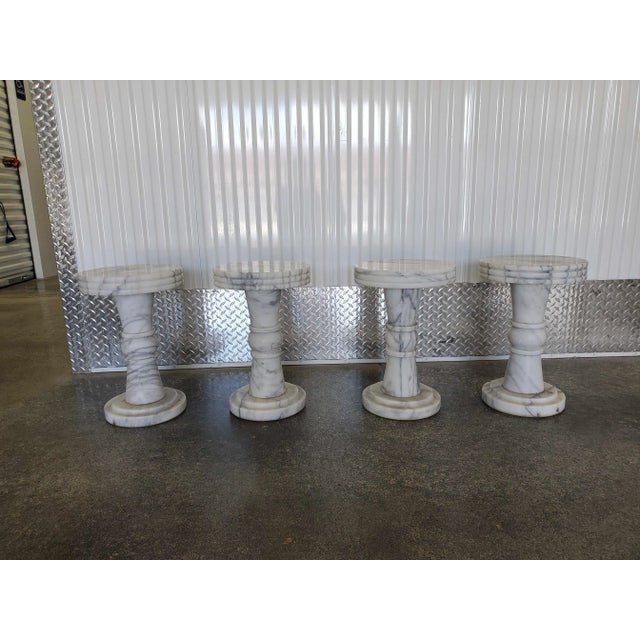 1960s Vintage Italian Carrera Marble Garden Stools- Set of 4 For Sale - Image 12 of 12