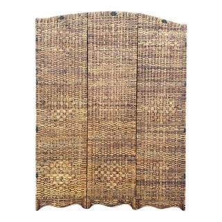 Boho Chic Wicker Room Divider/Screen - 3 Panels For Sale