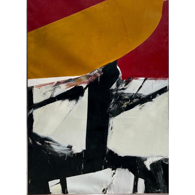 1960s Budd Hopkins, Large Budd Hopkins Modernist Hard Edged Abstract Expressionist Oil Painting 1965 For Sale - Image 5 of 18