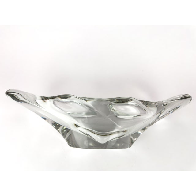 Mid 20th Century Daum France Signed Freeform Clear Crystal Centerpiece Bowl, Mid-Century For Sale - Image 5 of 13