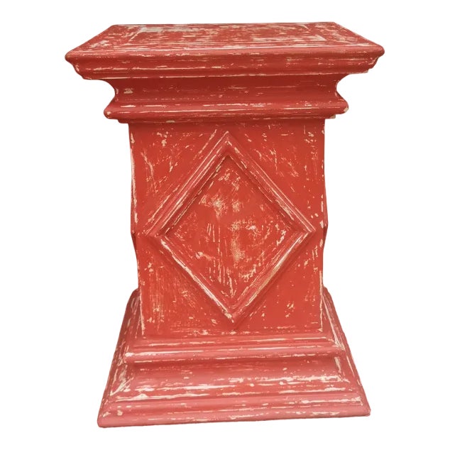 Antique Red Wooden Stand For Sale