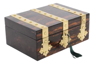 Antique Figured Coromandel Brass Box / Casket, 19th Century