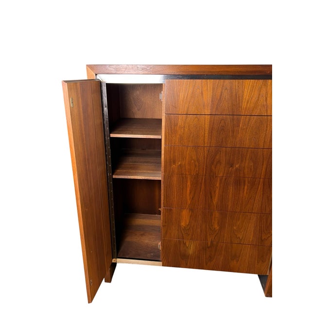 1970s Dillingham Walnut Armoire Chest of Drawers Highboy For Sale - Image 9 of 12