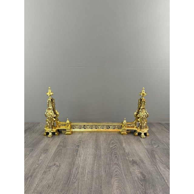 19th Century Louis XVI Gilt Bronze Andirons, 1890s, Set of 3 For Sale - Image 9 of 11