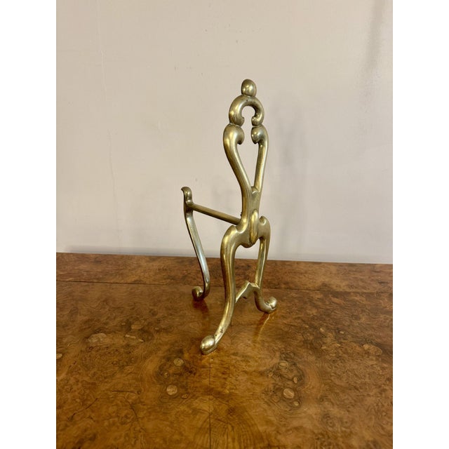 Antique Edwardian Brass Fire Irons and Fire Dogs, 1900, Set of 5 For Sale - Image 6 of 8