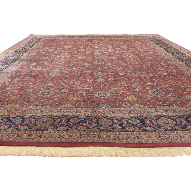 Victorian Mid 20th Century Vintage Indian Tabriz Rug, 09'10 X 13'01 For Sale - Image 3 of 10