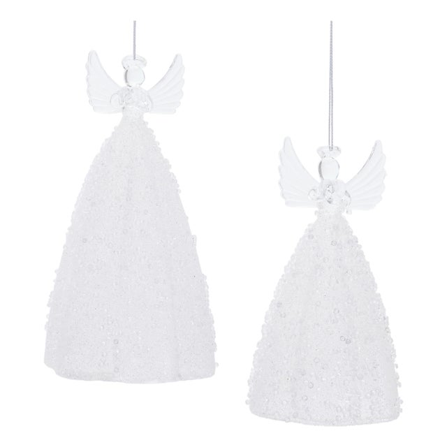Glass Angel Ornament Set of 2 For Sale
