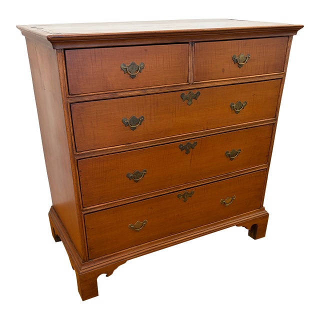 Antique Chippendale Tiger Maple Bedroom Chest For Sale