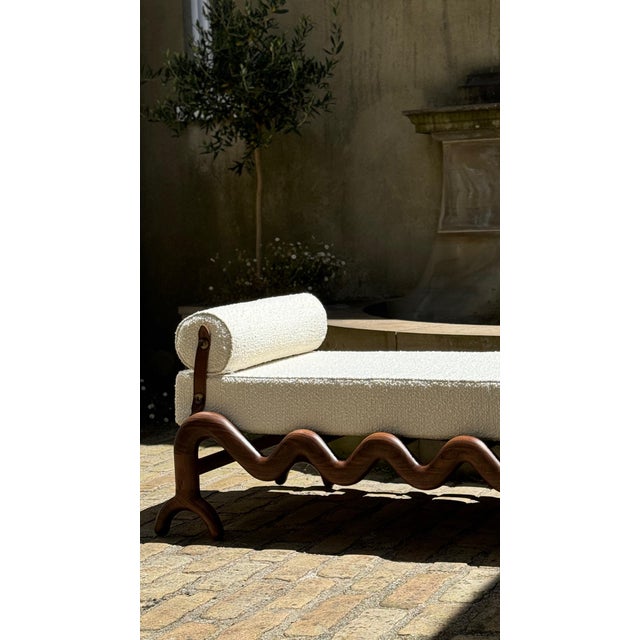 Contemporary Sunday Daybed in Walnut and Cream Bouclé by Fosfeen For Sale - Image 3 of 6