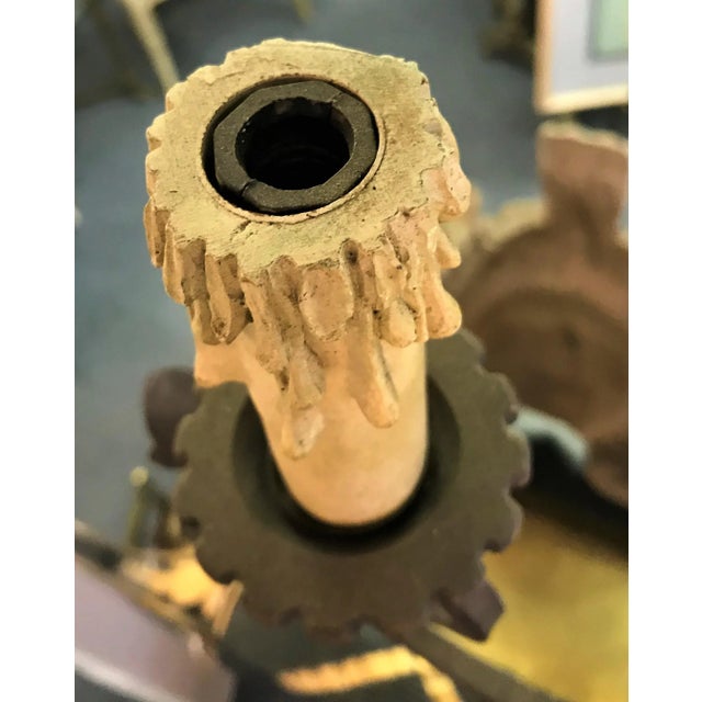 Mid 20th Century Vintage Iron Chandelier With 6 Lights and Acanthus Leaf Detail For Sale - Image 5 of 9