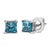 Contemporary 14K White Gold 1.0 Cttw Princess Cut Lab Grown Blue Diamond Solitaire Stud Earrings For Sale - Image 3 of 4