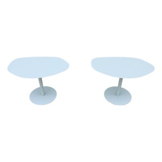 MCM Style Light Blue Organic Forms Side Tables Attributed to Morten Voss, a Pair For Sale