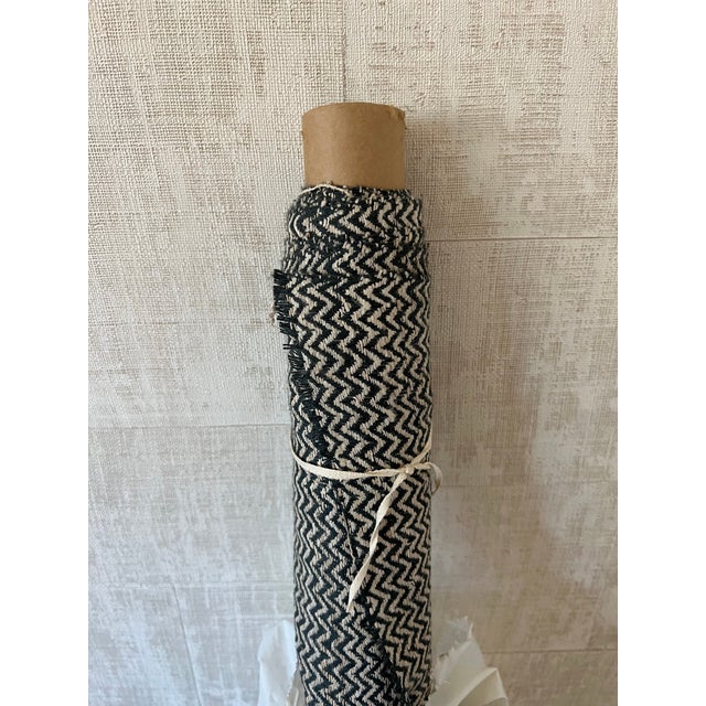 Tribal 2 Yards Schumacher Alhambra Charcoal/Ivory Fabric For Sale - Image 3 of 4