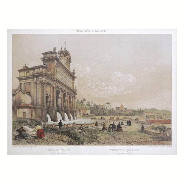 Also known as Il Fontanone ("The Big Fountain"), this elegant lithograph depicts the iconic fountain perched atop Rome’s...