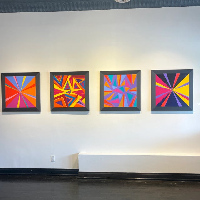 Contemporary Abstract Geometric Acrylic Painting on Canvas by Stanley Dean Edwards For Sale - Image 4 of 4