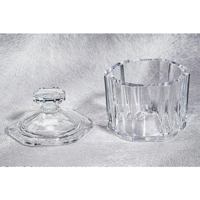 1970s Substantial Faceted Orrefors Sweden Crystal Biscuit Jar Designed by Olle Aberius Home Decor For Sale - Image 5 of 14