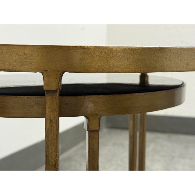 Vintage Penn Shell Mosaic Top + Metal Nesting Tables, Pair For Sale - Image 9 of 12