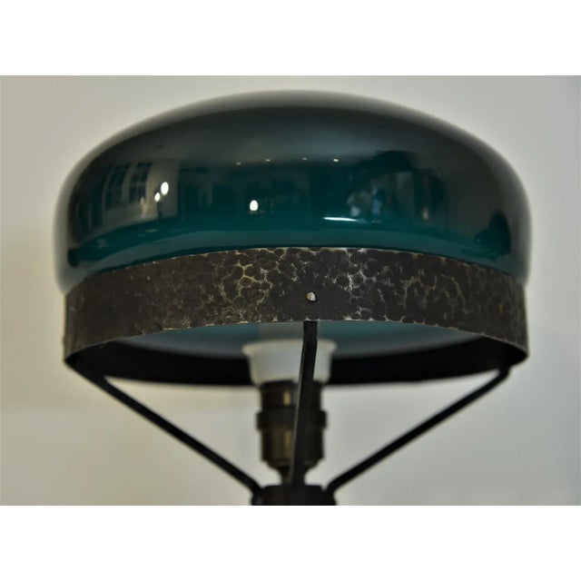 Green Art Nouveau Swedish Wrought Iron and Hand Blown Glass Table Lamp, 1910s For Sale - Image 8 of 13