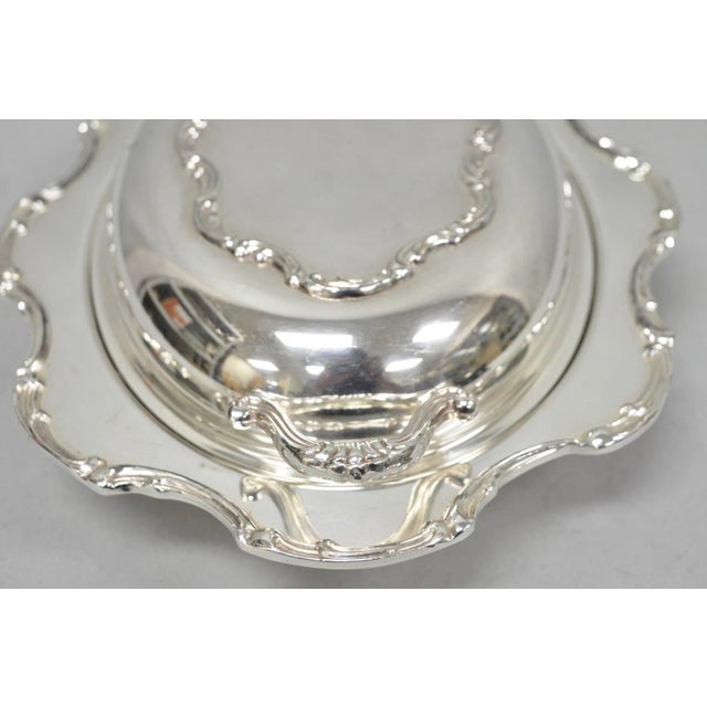 Vintage Victorian Style Silver Plated Covered Vegetable Serving Dish Platter For Sale - Image 4 of 14